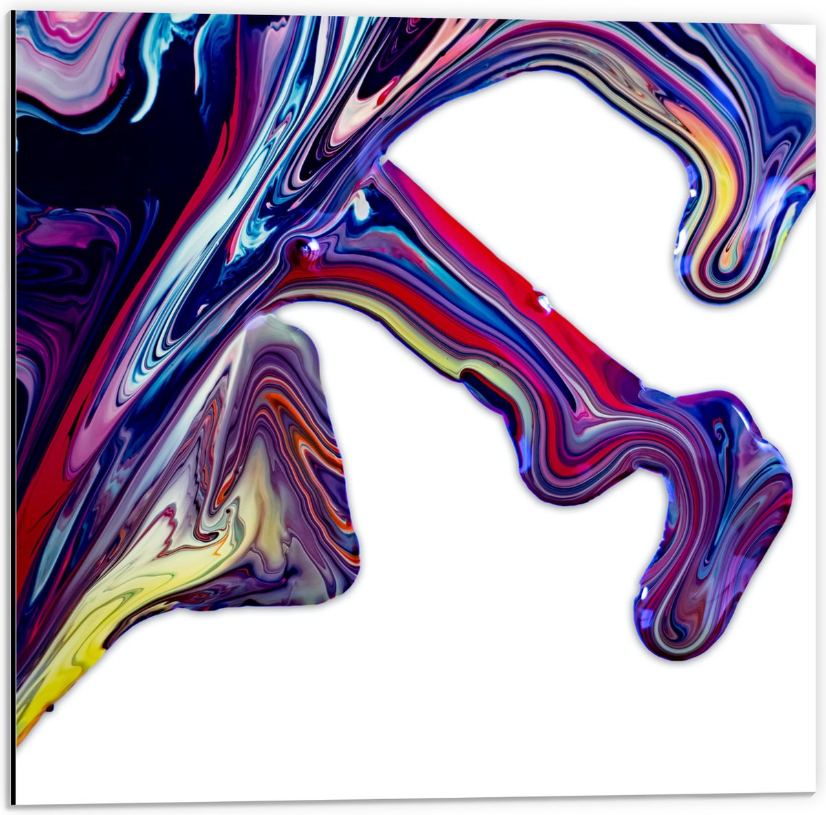 Dibond - Uitlopende Verf van Verschillende Kleuren - 50x50 cm Foto op Aluminium (Met Ophangsysteem)