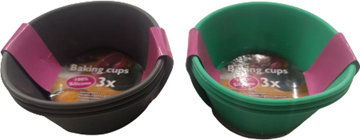 Mini bakvormpjes / Baking cups rond - Multicolor - Assorti - Baking Cups - Set van 6 - 100 % silicone - bakvormen