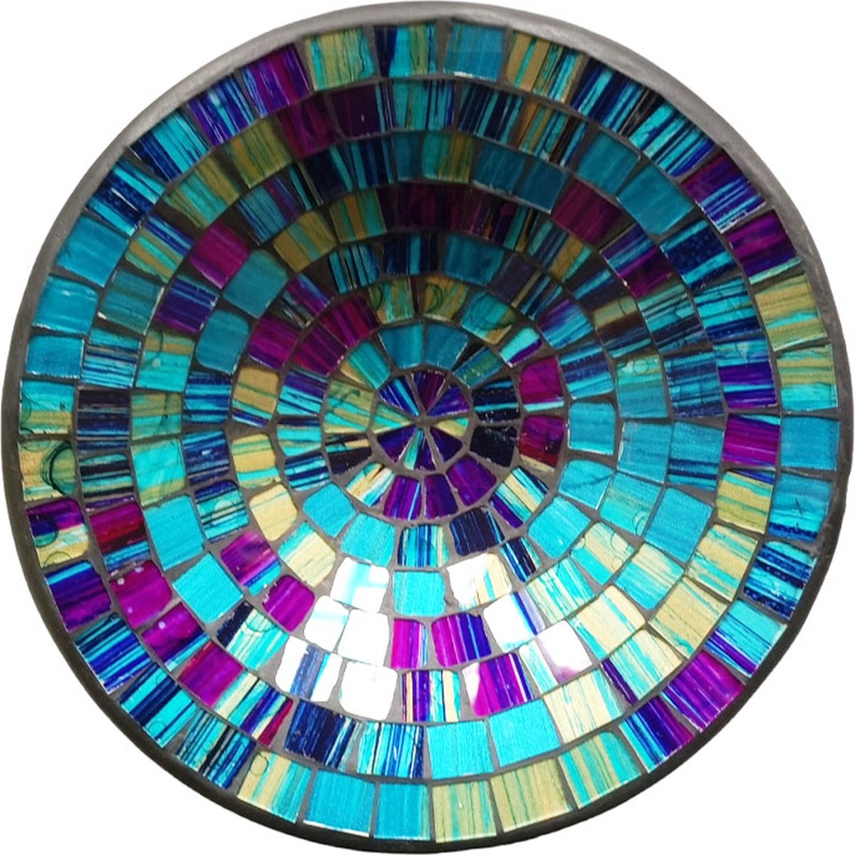 Floz Design fruitschaal - decoratieve schaal - glasmozaiek en aardewerk - paars en blauwtinten - fairtrade - 28 cm