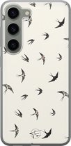 Hoesje geschikt voor Samsung Galaxy S23 - Vogels / Birds - Soft Case - TPU - Print - Beige - Mooie Telefoonhoesjes