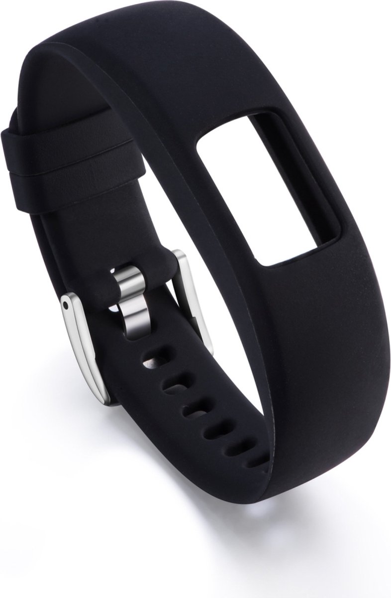 By Qubix - Siliconen sportbandje - Zwart - Geschikt voor Garmin Vivofit 4