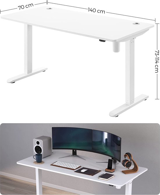 In hoogte verstelbaar bureau met lade en usb poort, Vinta