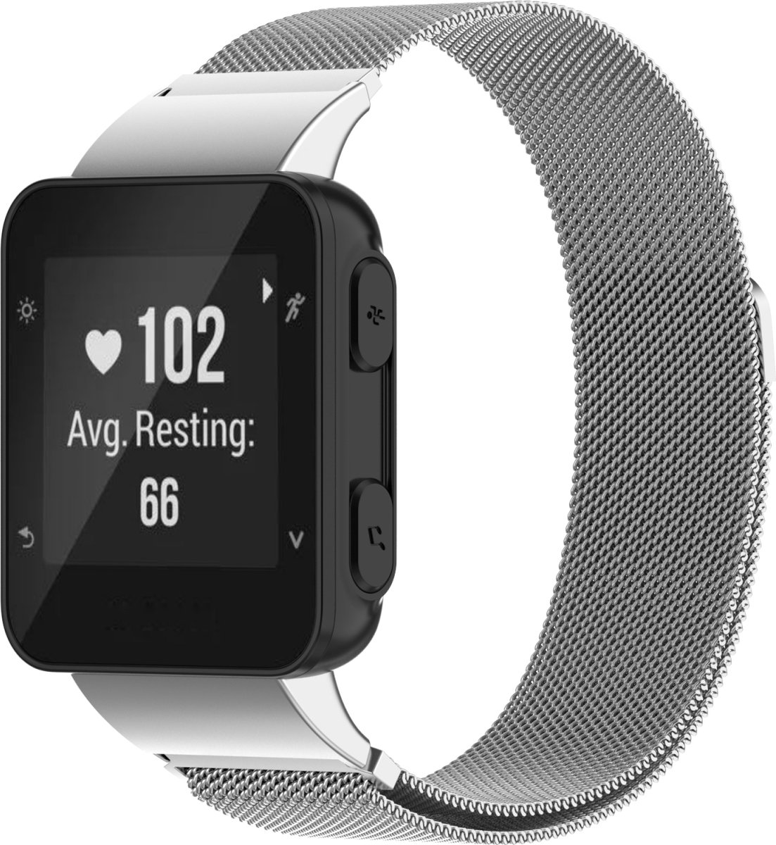 By Qubix - Geschikt voor Garmin Forerunner 35 / 30 - Milanese bandje - Zilver