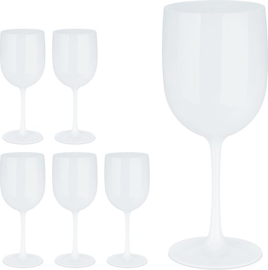 Verres à vin en plastique Relaxdays - lot de 6 - verres en plastique - réutilisables - verres de camping