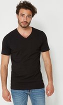 T-shirt SS V-neck 2-Pack Mannen - Zwart - Maat L