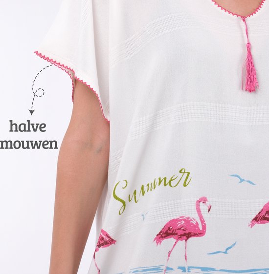 Tavas Strandtuniek Flamingo One size Strandponcho Overtop volwassene Strandmode Beach-dress Sarong Pareo dress Strandjurk - Tavas