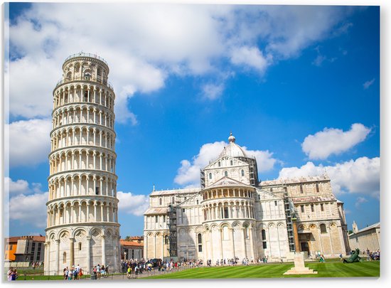 WallClassics - Acrylglas - Toeristische Toren van Pisa in Italië - 40x30 cm Foto op Acrylglas (Wanddecoratie op Acrylaat)