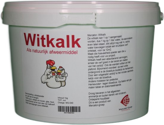 Witkalk - Kippen - 1 kg - Mercator-groep - Pure witkalk