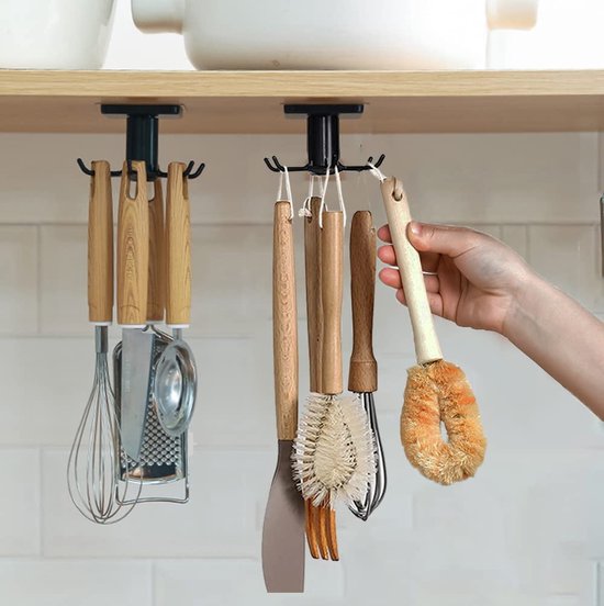 Rail de crochet pour ustensiles de cuisine, rotation à 360 degrés