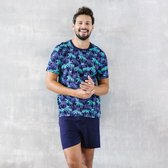 Heren korte pyjama | Italian Fashion Paleros | korte mouwen | 100% katoen | marineblauw L