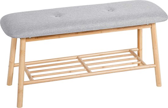 Banc à chaussures - banc avec coussin de siège et étagère à chaussures