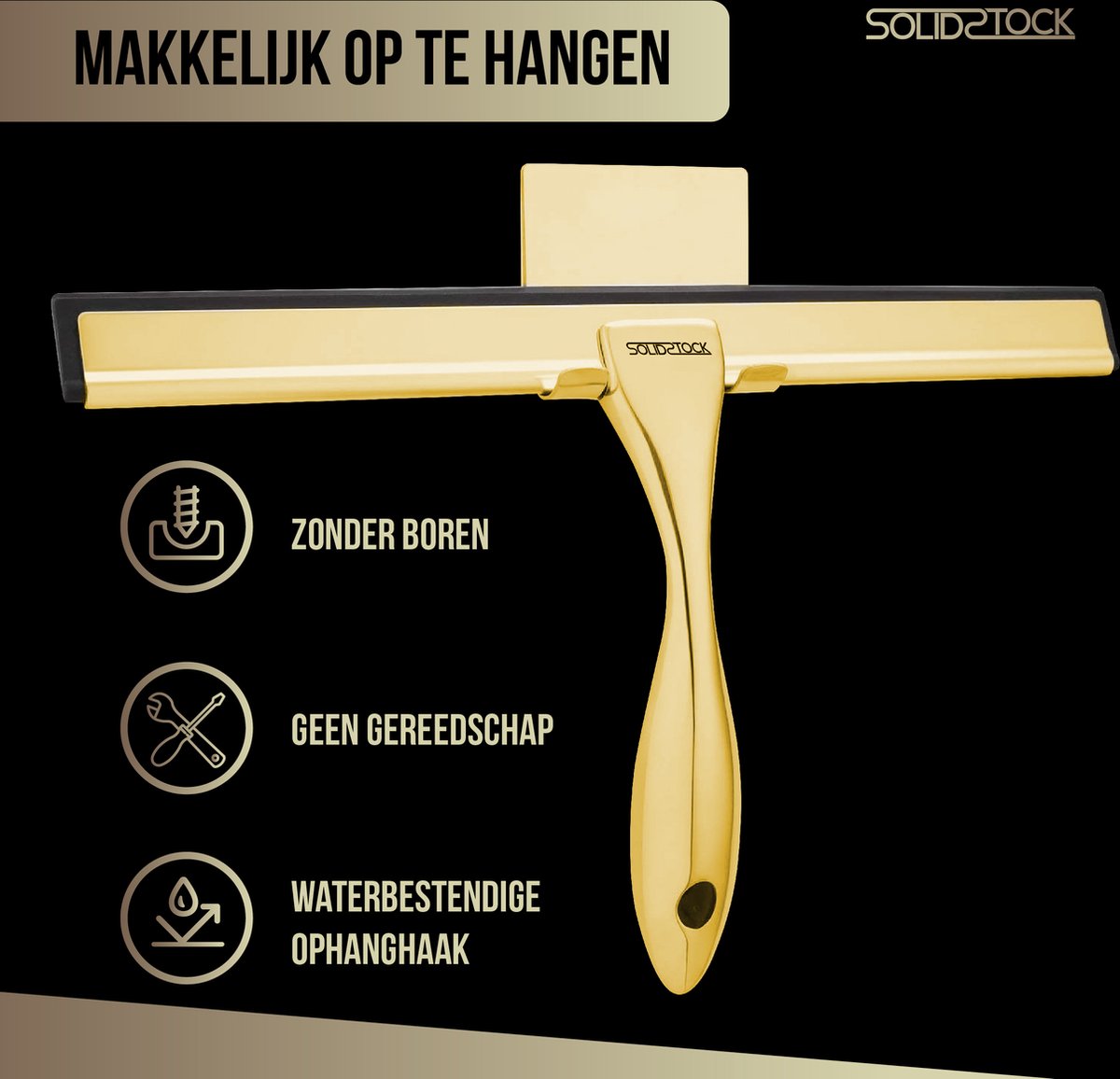 Douchewisser Goud RVS Luxe Trekker Douche Ophanghaak Zonder Boren