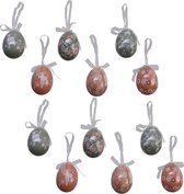 Decoris decoratie paaseieren hangend lammetjes - 12x stuks - 6 cm - foam
