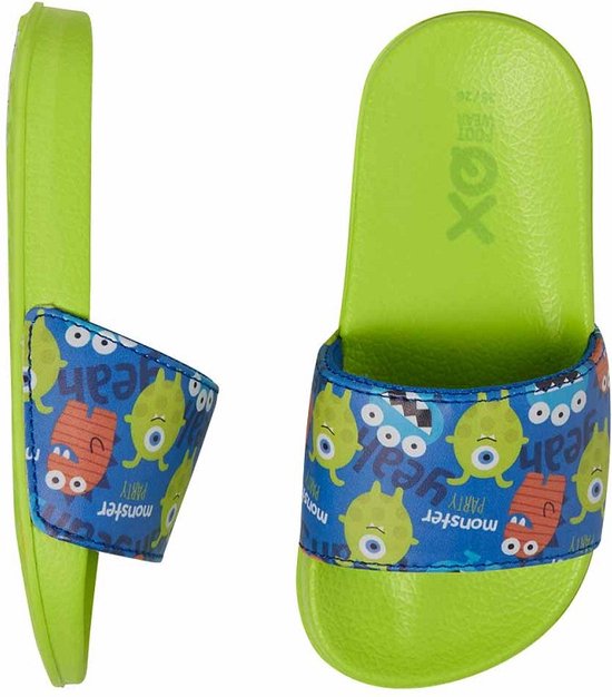 XQ Footwear - Slippers - Monsters - Groen - Blauw - Maat 31/32
