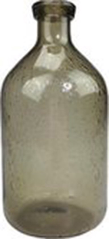 Vaasje Noor met druppel motief  - Transparant / bruin groen - Glas - Ø 11 x h 21 cm