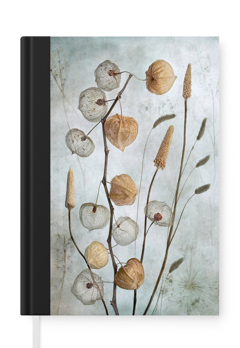 Notitieboek - Schrijfboek - Stilleven - Natuur - Herfst - Droogbloemen - Bruin - Notitieboekje klein - A5 formaat - Schrijfblok