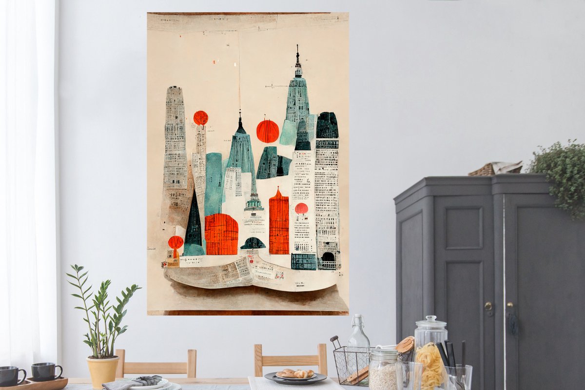 Vintage - Rood - Kleuren - Stad - Skyline