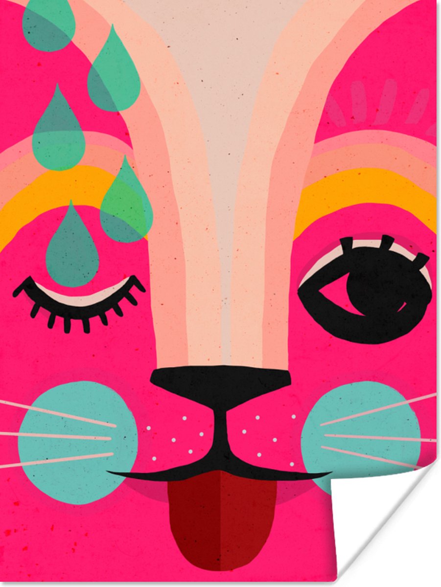 Kinderen - Kat - Roze - Kunst - Abstract