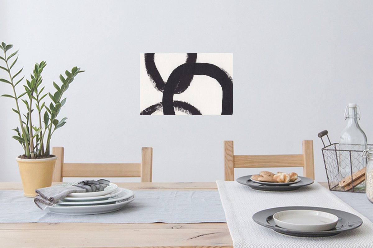 Muurstickers - Sticker Folie - Abstract - Vormen - Zwart - Cirkels - 30x20 cm - Plakfolie
