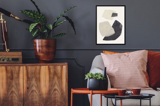 Cadre photo avec affiche - Abstrait - Formes - Pastel - Zwart - 30x40 cm - Cadre pour affiche