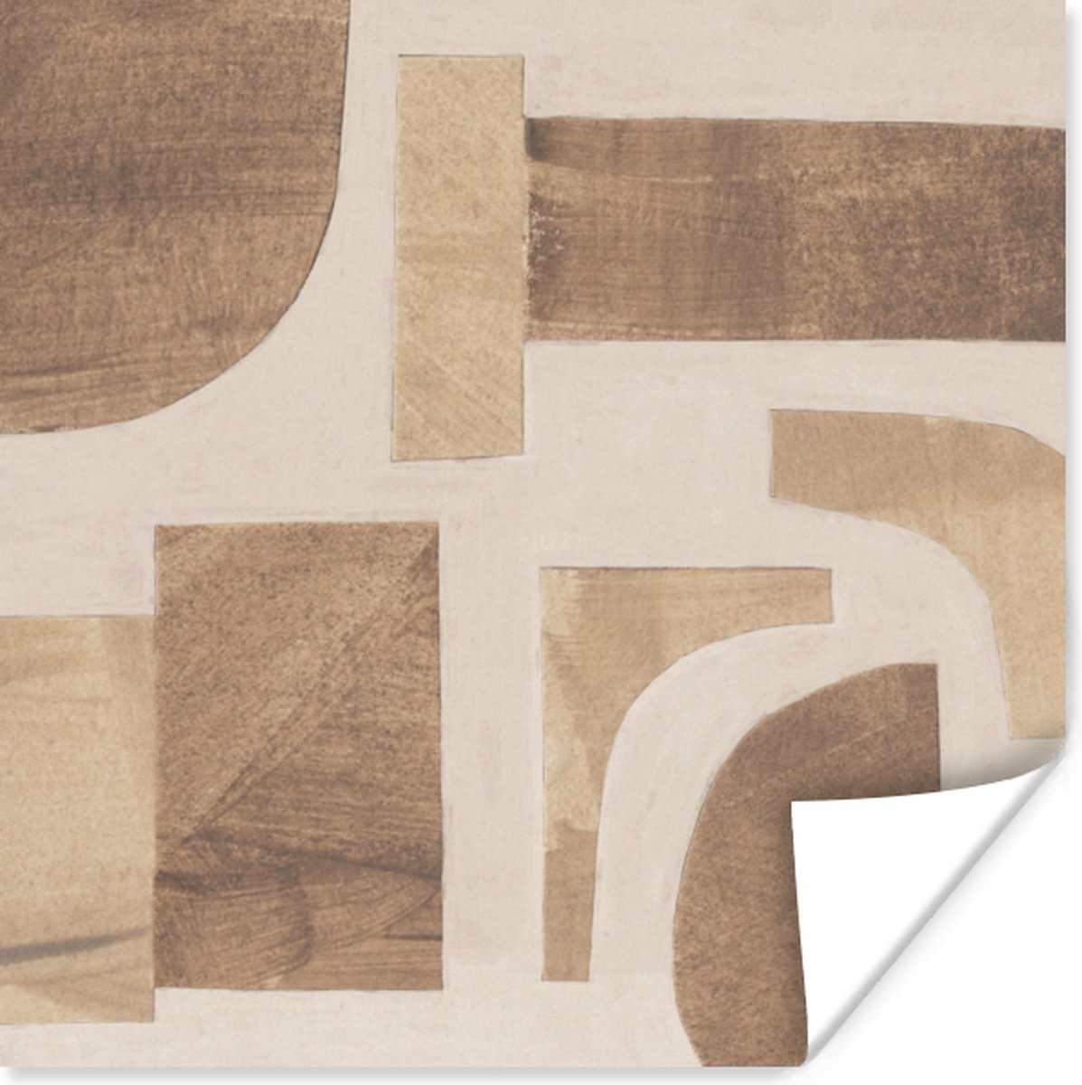 Poster Vormen - Abstract - Puzzel - Hout - 30x30 cm