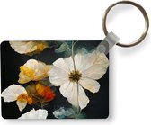 Sleutelhanger - Bloemen - Planten - Zwart - Wit - Uitdeelcadeautjes - Plastic