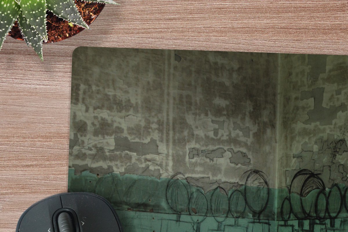 Muismat XXL 80x60 cm - Bureau onderlegger - Bureau mat Stoel - Steen - Deur - Architectuur - Bureaumat - Gaming mousepad xl - Bureaulegger groot - Computer deskmat