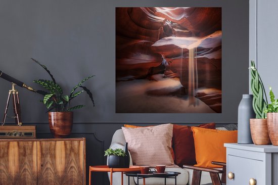 Muurstickers - Sticker Folie - Landschap - Grot - Zand - Natuur - 100x100 cm - Plakfolie - Muurstickers Kinderkamer - Zelfklevend Behang XXL - Zelfklevend behangpapier - Stickerfolie