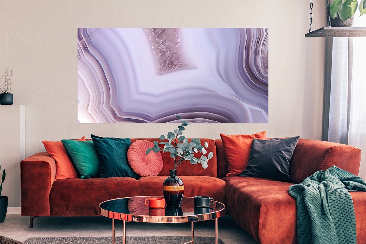 Poster Abstract - Geode - Roze - Edelsteen - 150x75 cm