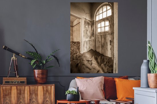 Stickers muraux - Film autocollant - Maison - Sable - Porte - Architecture - 80x120 cm - Film adhésif - Stickers muraux chambre d'enfant - Papier peint autocollant - Papier peint autocollant - Film autocollant