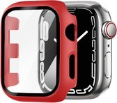 Strap-it Geschikt voor Apple Watch PC hard Case - Maat : 42mm met glas - rood - hoesje - beschermhoes - protector - bescherming