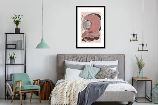 Fotolijst incl. Poster - Tekst - Dream - Pastel - Maan - Design - 60x90 cm - Posterlijst