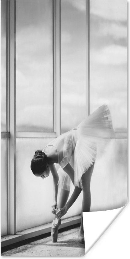 Poster - Vrouw - Ballet - Ballerina - Portret - Posters zwart wit - 80x160 cm - Muurposter - Wanddecoratie