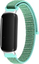 Nylon Smartwatch bandje - Geschikt voor Fitbit Inspire 3 nylon bandje - mint groen - Strap-it Horlogeband / Polsband / Armband