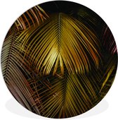 WallCircle - Wandcirkel ⌀ 90 - Jungle - Palmboom - Goud - Ronde schilderijen woonkamer - Wandbord rond - Muurdecoratie cirkel - Kamer decoratie binnen - Wanddecoratie muurcirkel - Woonaccessoires