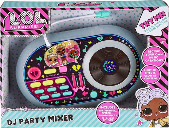 LOL Surprise DJ Party Mixer - Instrument Jouets - Platine Vinyle Enfant -  avec Microphone