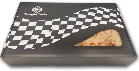 Thumbnail van een extra afbeelding van het spel Yenigün Tavla - Trendy Backgammon met oude map van wereld - Maat L 49cm
