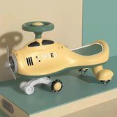 Loopwagen model Vliegtuig geel/groen - zadelhoogte 18 cm - voorbereiding - ontwikkeling - cadeau - peuter - kleuter - loopauto