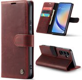Casemania Hoesje Geschikt voor Samsung Galaxy A54 5G Crimson Red - Lederen Portemonnee Book Case