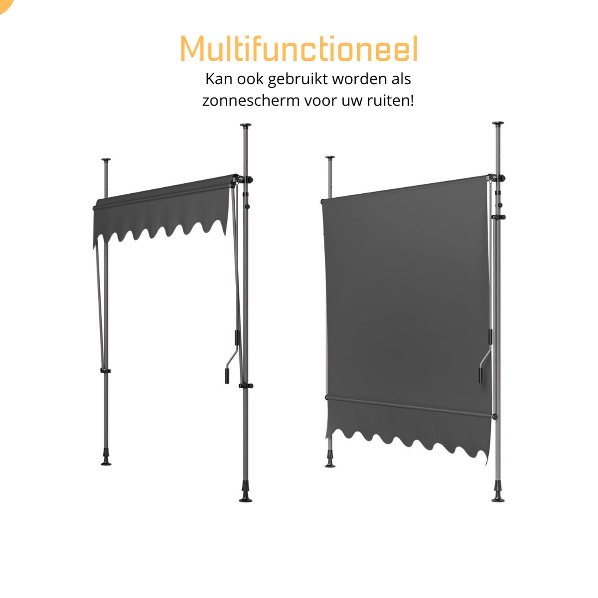 tectake® Klemluifel Balkonluifel Zonder Boren In Hoogte