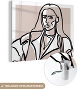 MuchoWow® Peinture sur verre - Portrait - Femme - Dessin au Line - Pastel - 120x90 cm - Peintures sur verre acrylique - Photo sur Glas