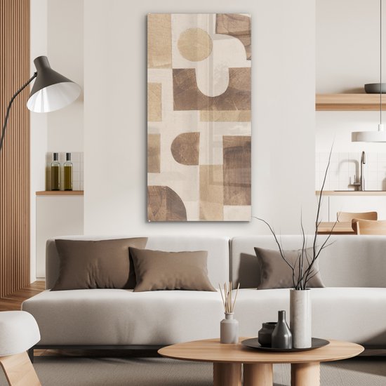 MuchoWow® Peinture sur verre 60x120 cm - Peinture sur verre acrylique - Abstrait - Puzzle - Formes - Couleurs - Photo sur verre - Peintures