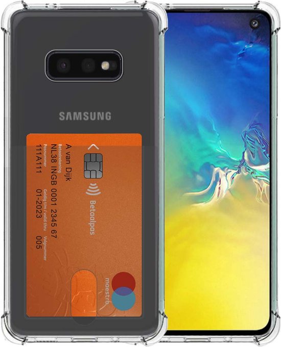 Smartphonica Telefoonhoesje Geschikt voor Samsung Galaxy S10E met Pasjeshouder Doorzichtig Siliconen - Transparant TPU Shockproof Backcover Case with Card Slot geschikt voor Samsung Galaxy S10E