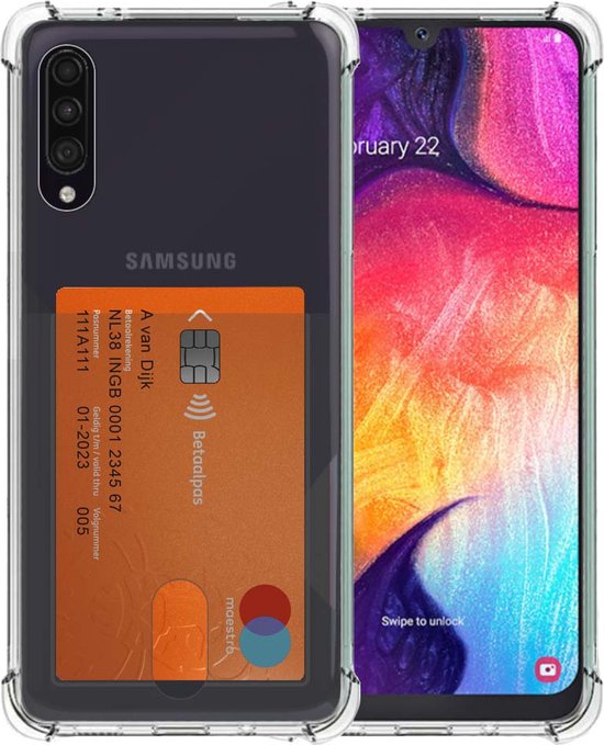 Coque transparente Smartphonica pour Samsung Galaxy A50 avec porte-cartes et bumper / Siliconen / Back Cover