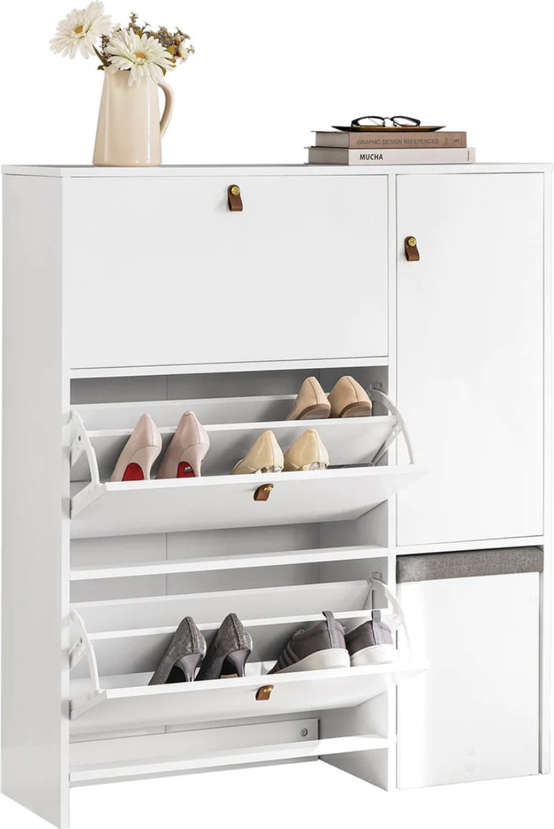 SoBuy Schoenenkast met 2 kleppen, schoenenkist, schoenenrek, schoenenopbergmeubel met 2 deuren, gangmeubel 60 x 24 x 80 cm, FSR160-N SoBuy Schoenenkast met 2 kleppen, schoenenkist, schoenenrek, schoenenopbergmeubel met 2 deuren, gangmeubel 60 x 24 x 80 cm, FSR160-N