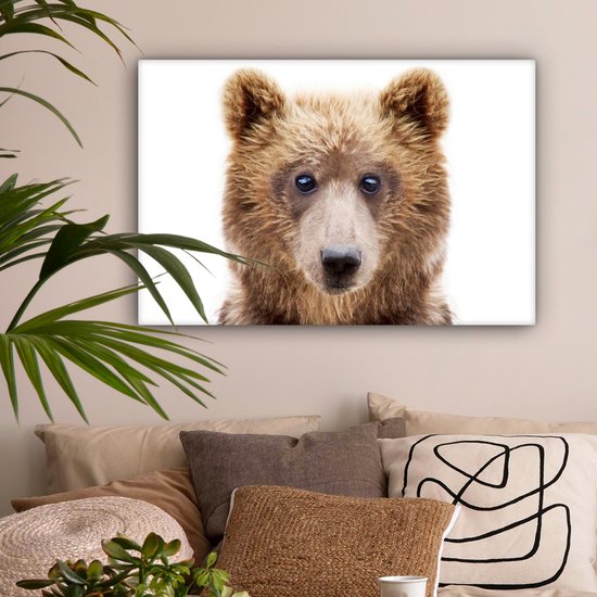 Toile Peinture Ours - Marron - Animaux - Nature - 60x40 cm - Décoration murale