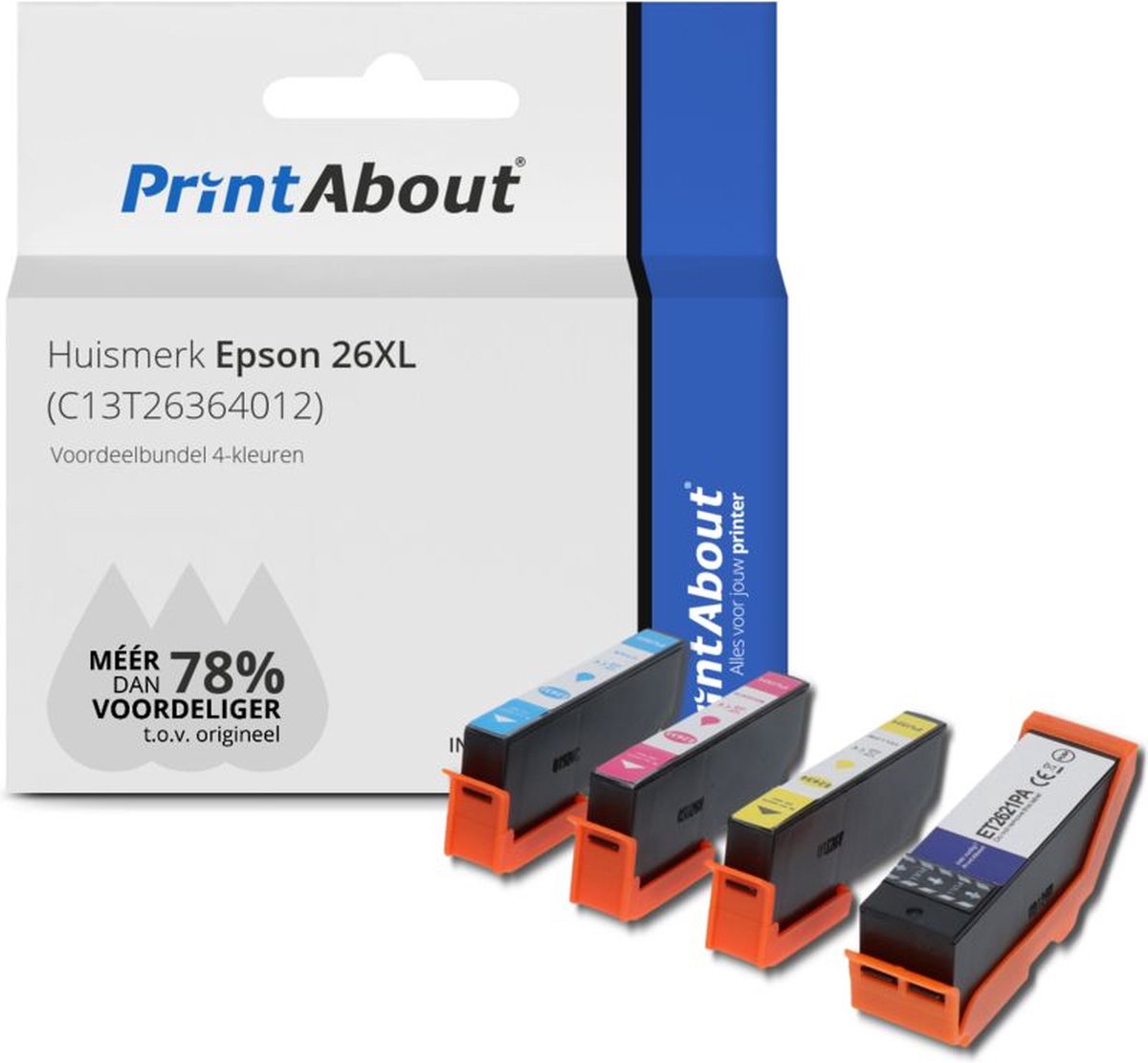 PrintAbout - Inktcartridge / Alternatief voor de Epson T2621 / 4 Kleuren