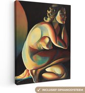 Canvas Schilderij Vrouw - Portret - Kunst - Abstract - 90x120 cm - Wanddecoratie