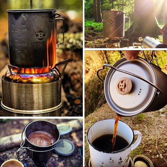 Tasse/casserole En Titane Ultra Légère Avec Couvercle - Pour Camping Et Randonnée - Presse Française Intégrée