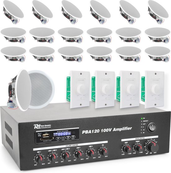 Power Dynamics 100V Bundelset met 20 Speakers en volumeregelaars — afbeelding 2